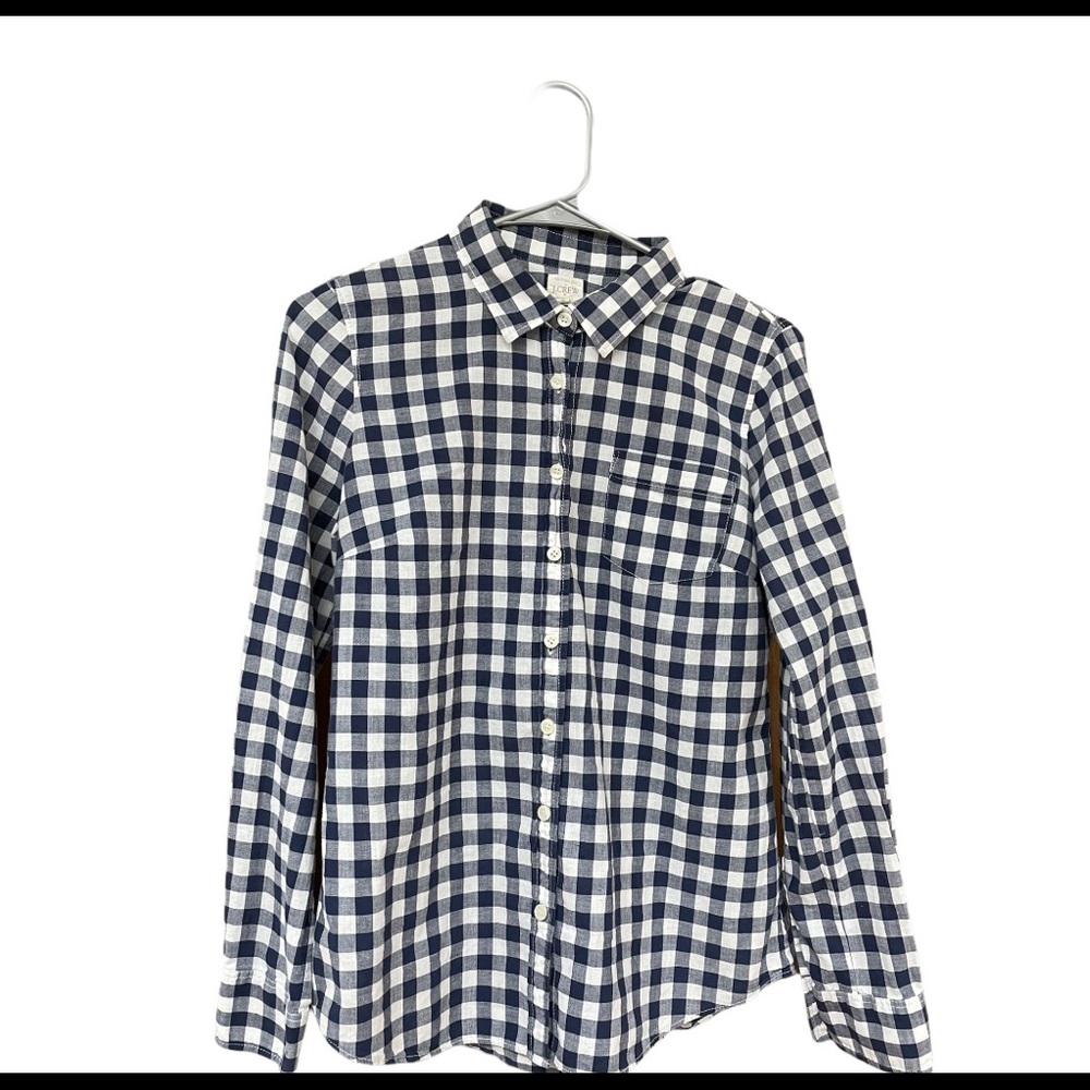 J. Crew Navy Long sleeve Gingham Checked small